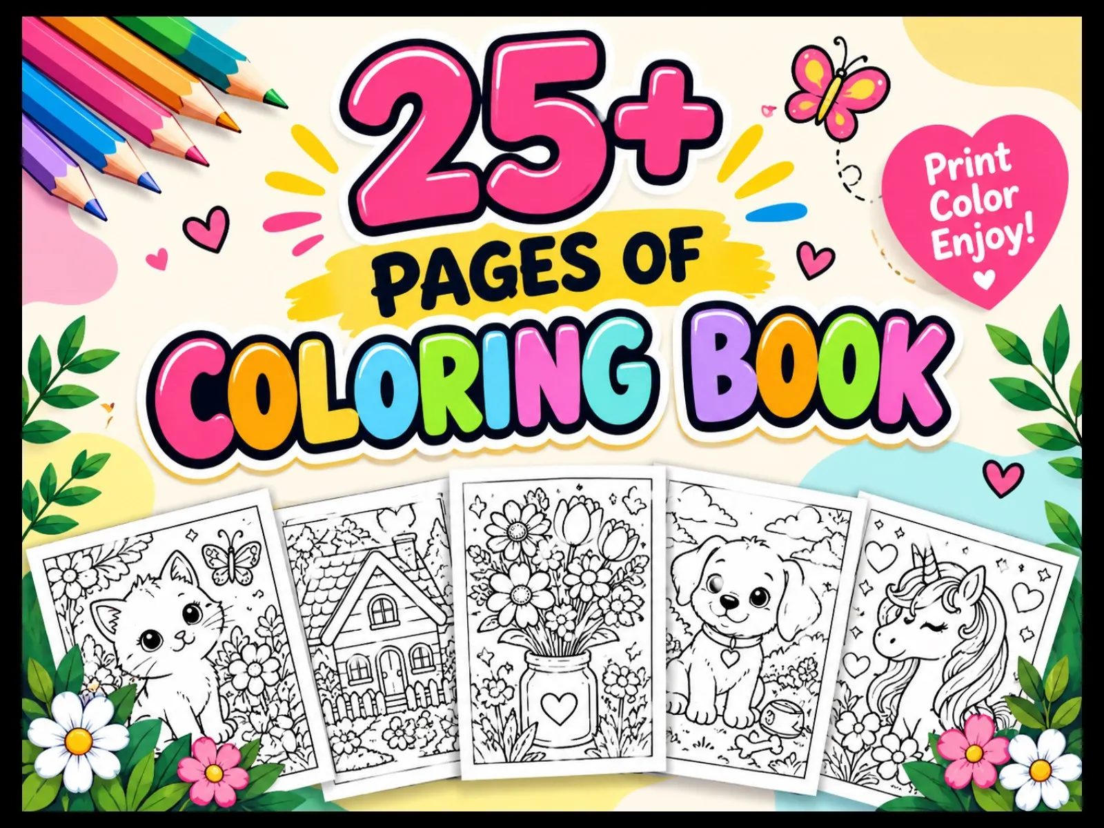 25+ Cute & Cozy Coloring Pages – Printable PDF