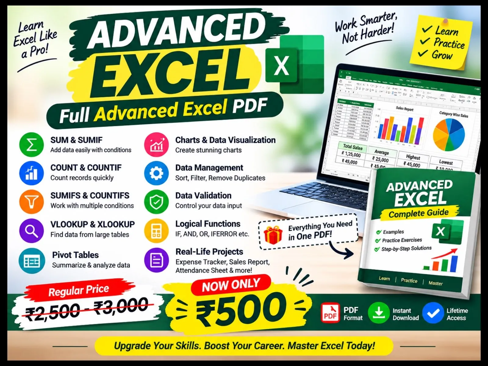 Advanced Excel Complete Guide – PDF Notes, Examples & Practice Solutions - media 1