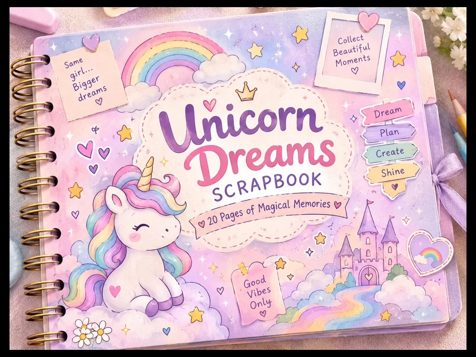 Unicorn Dreams Scrapbook – 20 Pages of Magical Memories 🦄✨