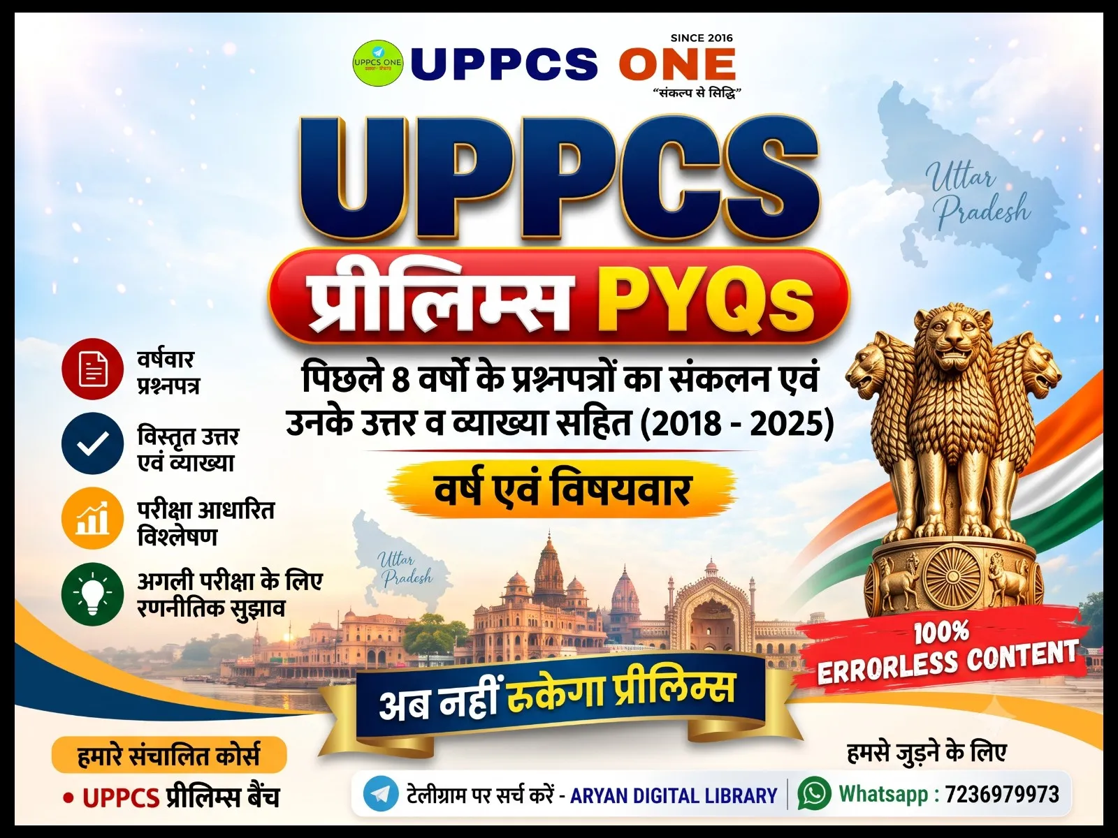 Crack UPPCS Pre in First Attempt: 8 Years Topic-Wise Solved PYQs (New Pattern 2018–2025) + Micro Analysis