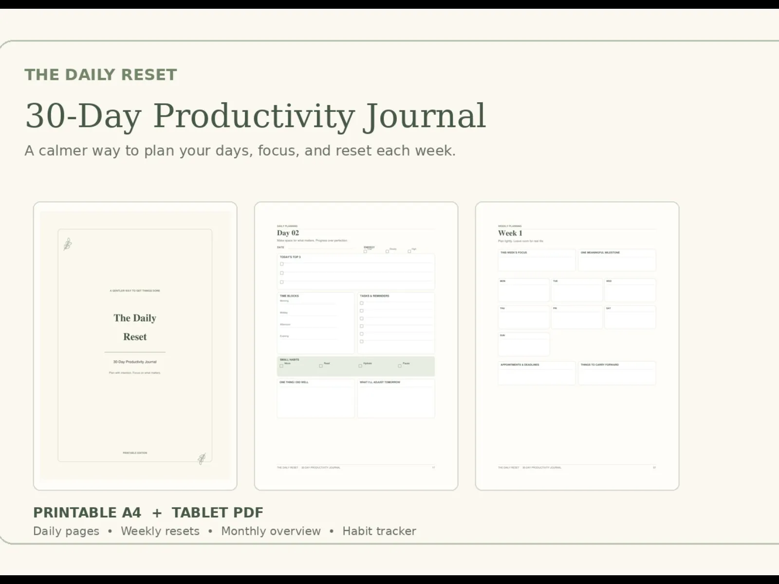 The Daily Reset: 30-Day Productivity Journal - media 1