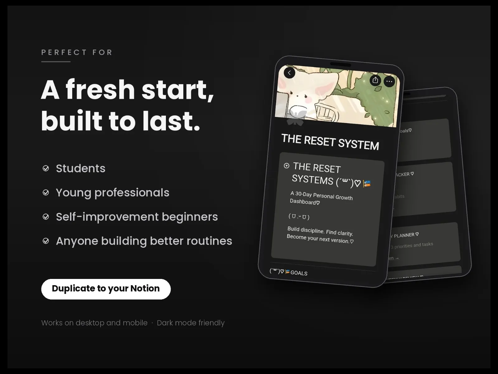 THE RESET SYSTEM – 30-Day Personal Growth Notion Template - media 1