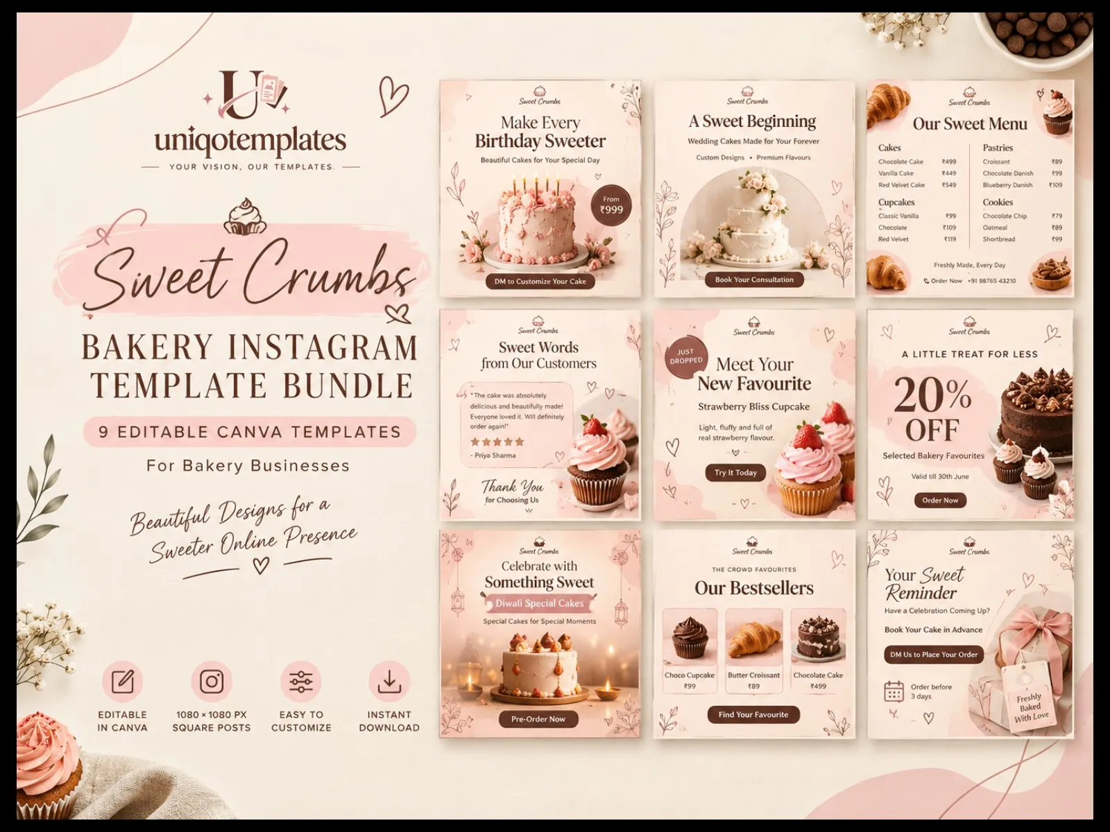 Sweet Crumbs — Bakery Instagram Template Bundle