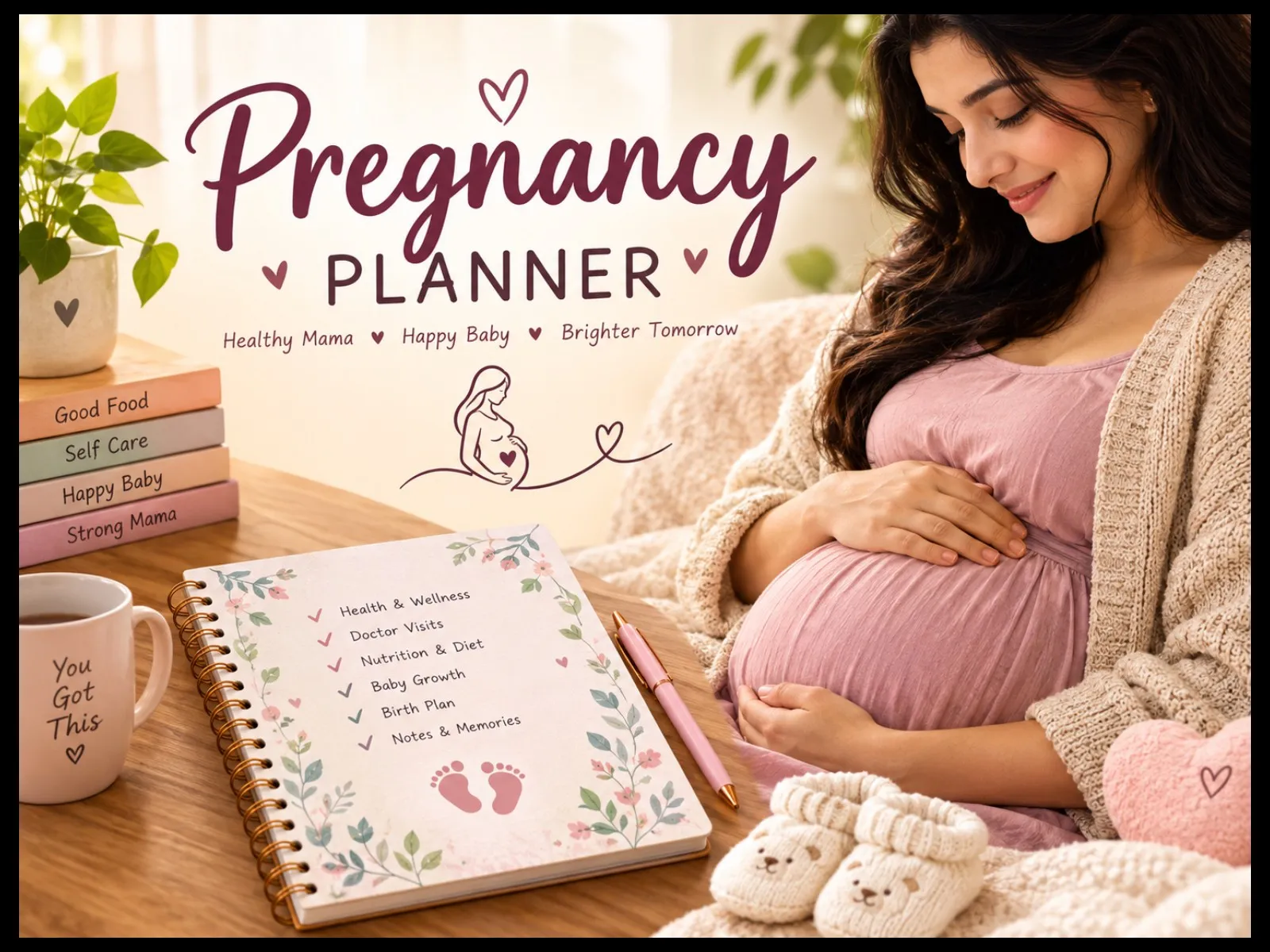 The Motherhood Journey – Pregnancy Planner & Journal Canva Template Bundle