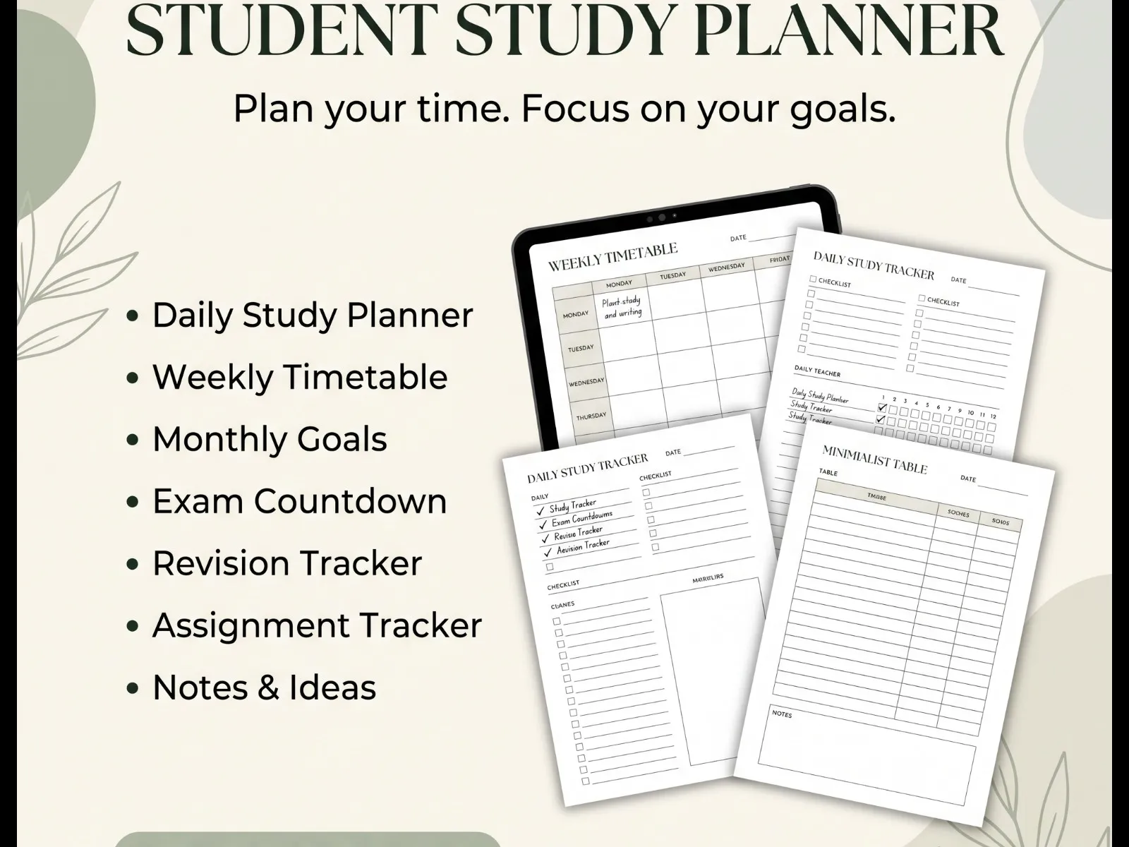 Student Study Planner PDF – 7-Page Digital Planner | Study Bloom - media 1