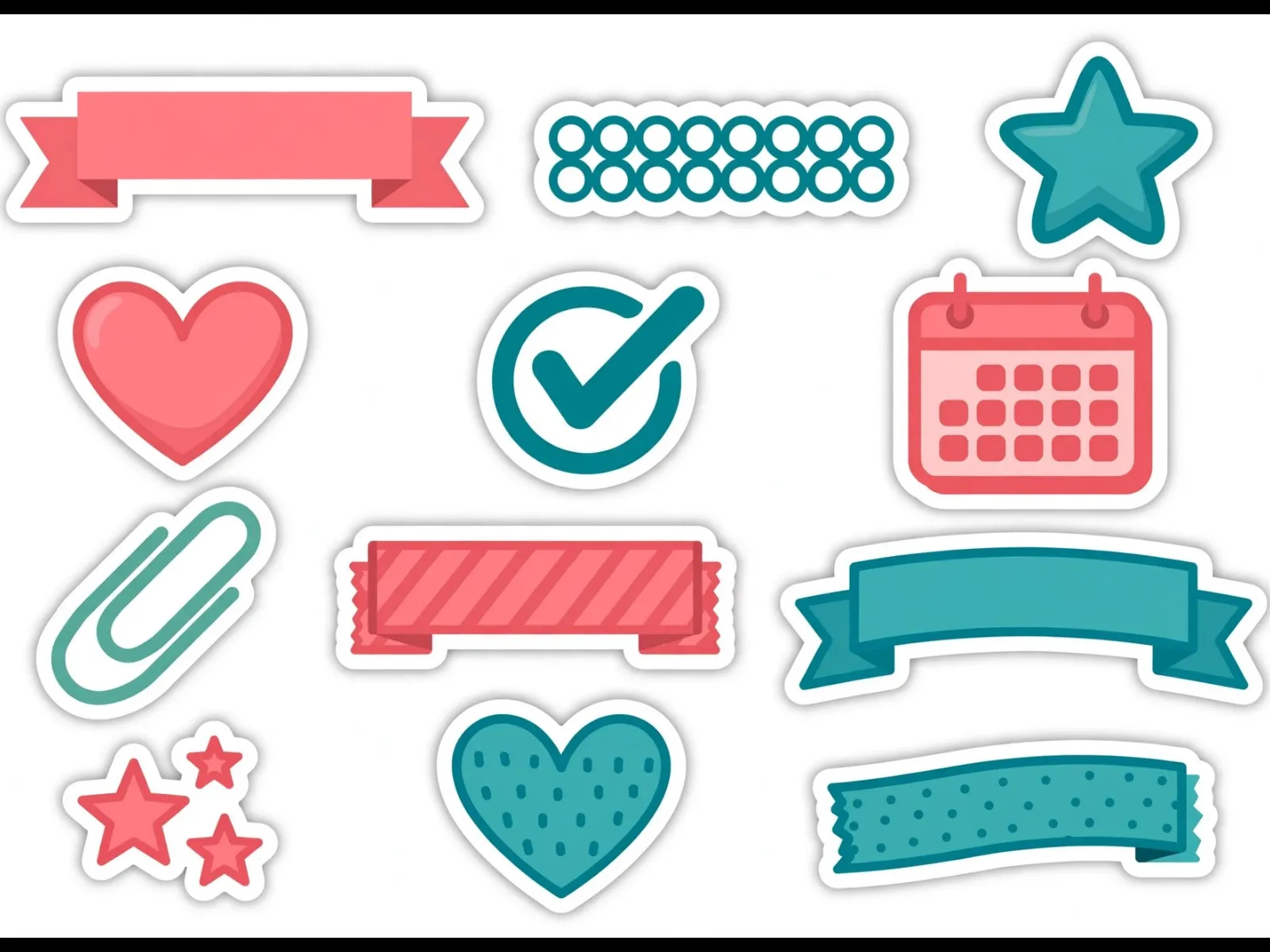 Planner Essentials Sticker Pack – 12 Productivity Stickers (PNG)