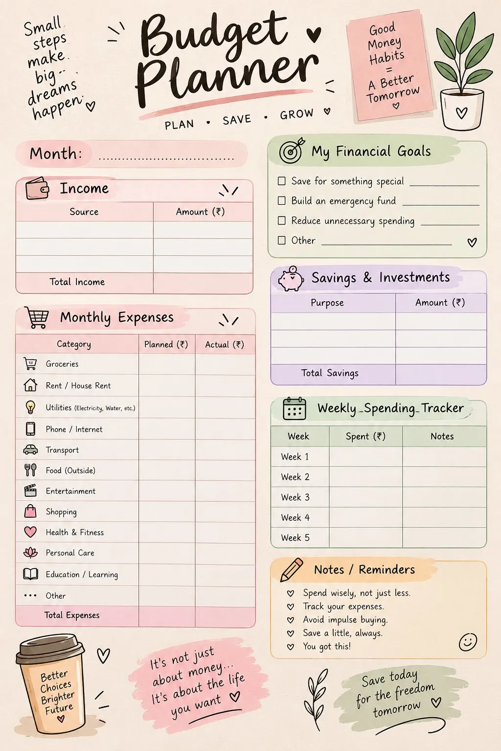 Ultimate Budget Planner Printable PDF | Monthly Budget & Expense Tracker - media 2