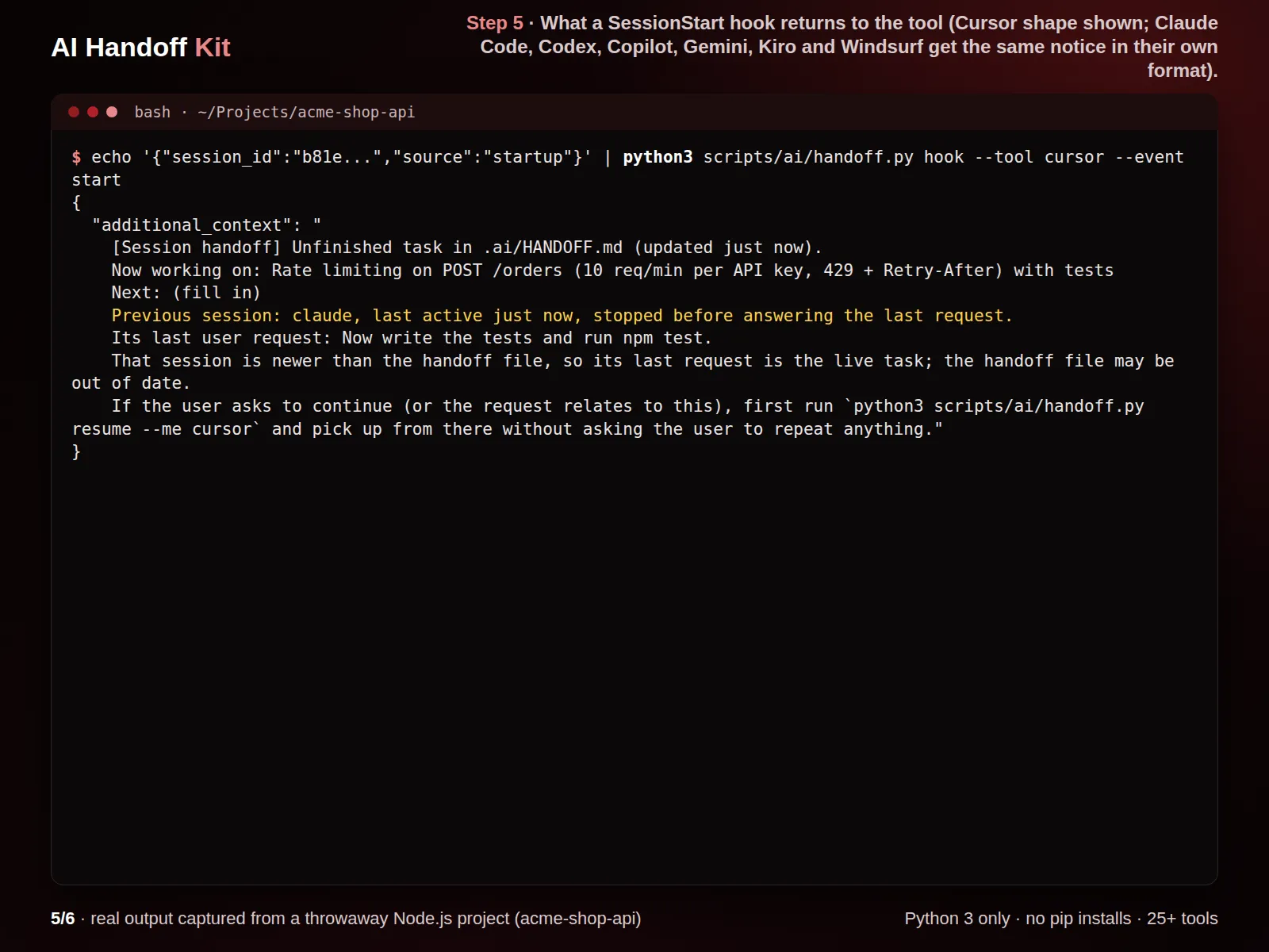 AI Handoff Kit: One Agent Setup for Every AI Coding Tool (Claude Code, Codex, Cursor, Copilot, Gemini, Kiro, Windsurf + 19 more) - media 6