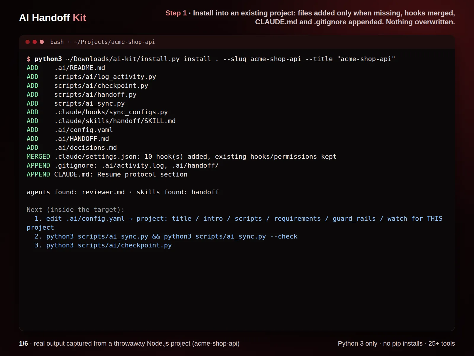 AI Handoff Kit: One Agent Setup for Every AI Coding Tool (Claude Code, Codex, Cursor, Copilot, Gemini, Kiro, Windsurf + 19 more) - media 2
