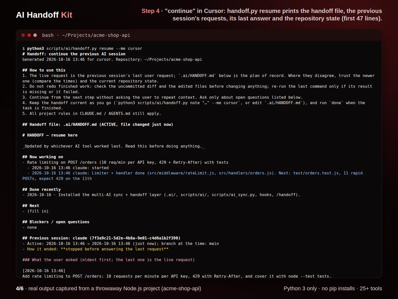 AI Handoff Kit: One Agent Setup for Every AI Coding Tool (Claude Code, Codex, Cursor, Copilot, Gemini, Kiro, Windsurf + 19 more) - media 5