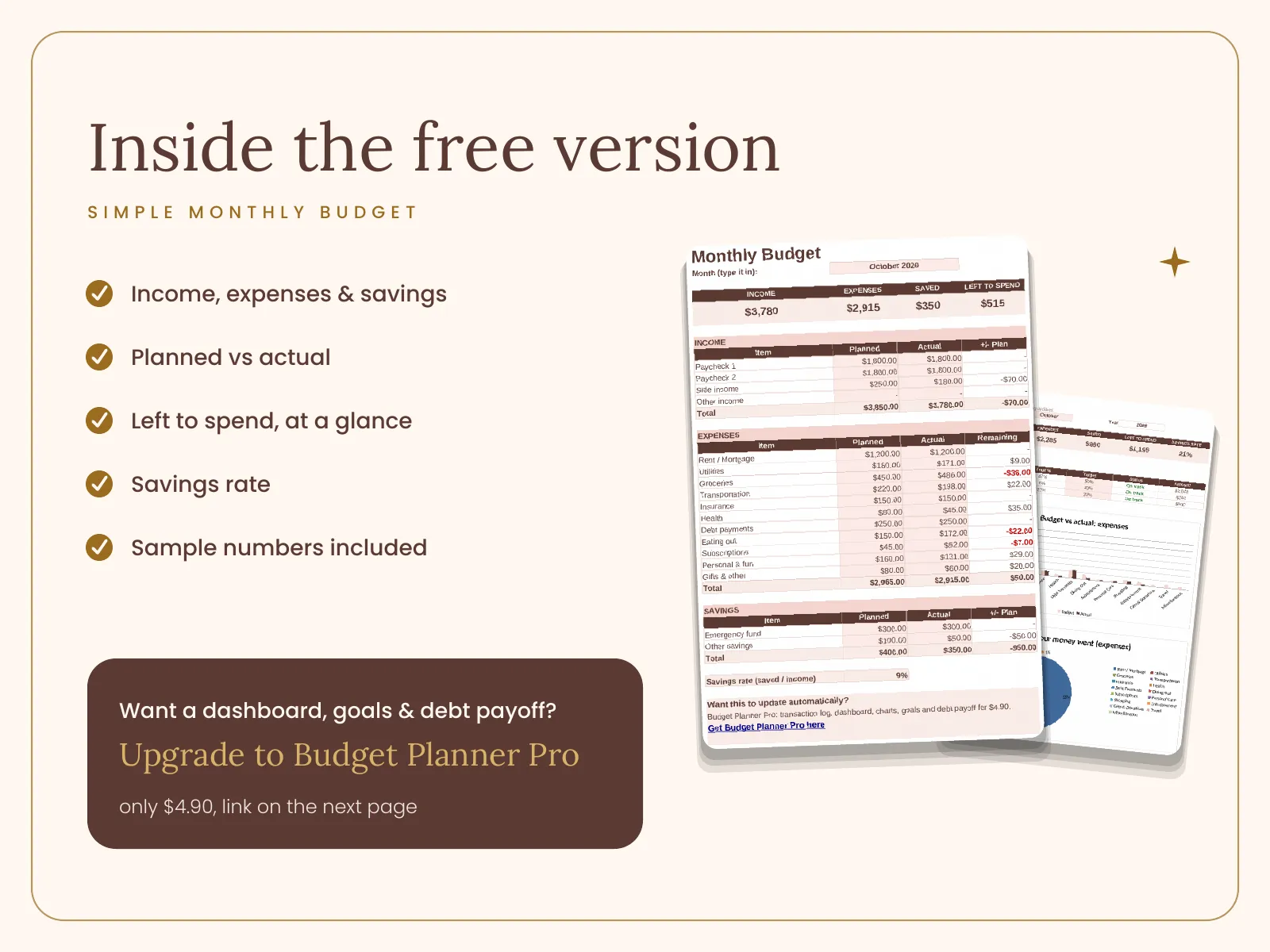 Simple Monthly Budget Template (Free) for Google Sheets - media 2