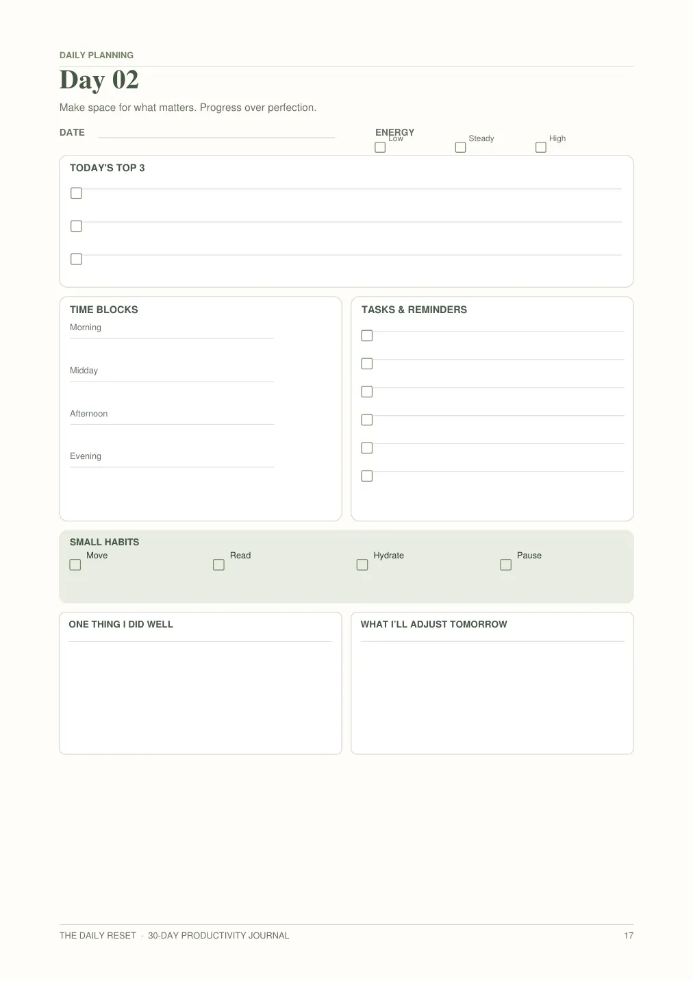 The Daily Reset: 30-Day Productivity Journal - media 3