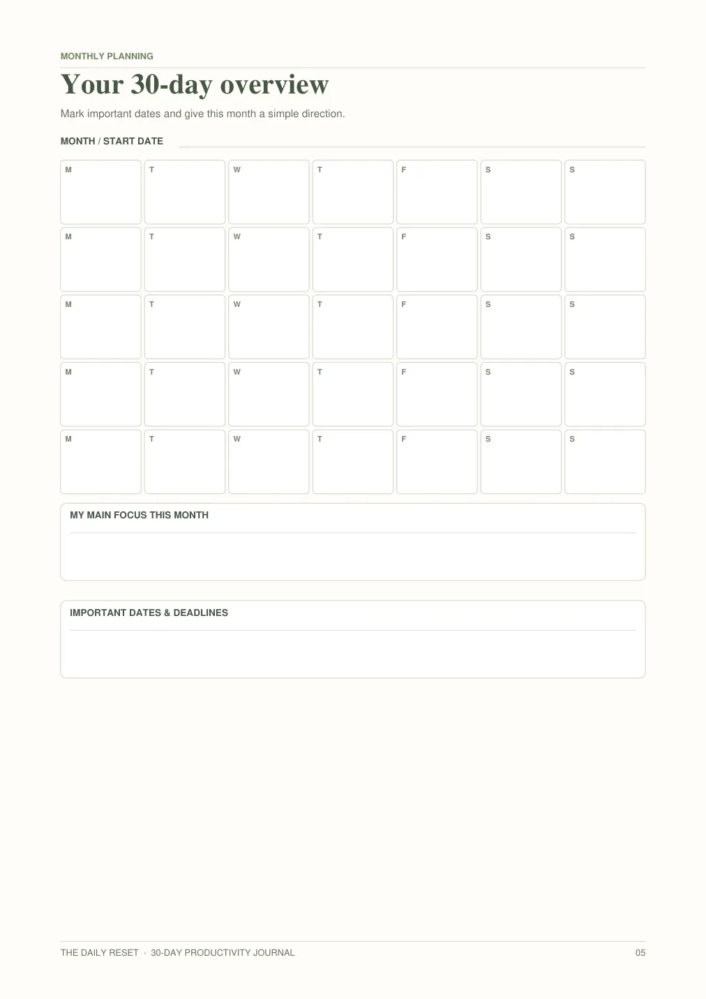 The Daily Reset: 30-Day Productivity Journal - media 5