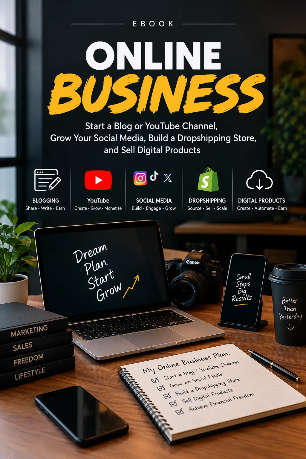 Online business: starting a blog or YouTube channel, social media growth, dropshipping, selling digital products - media 2