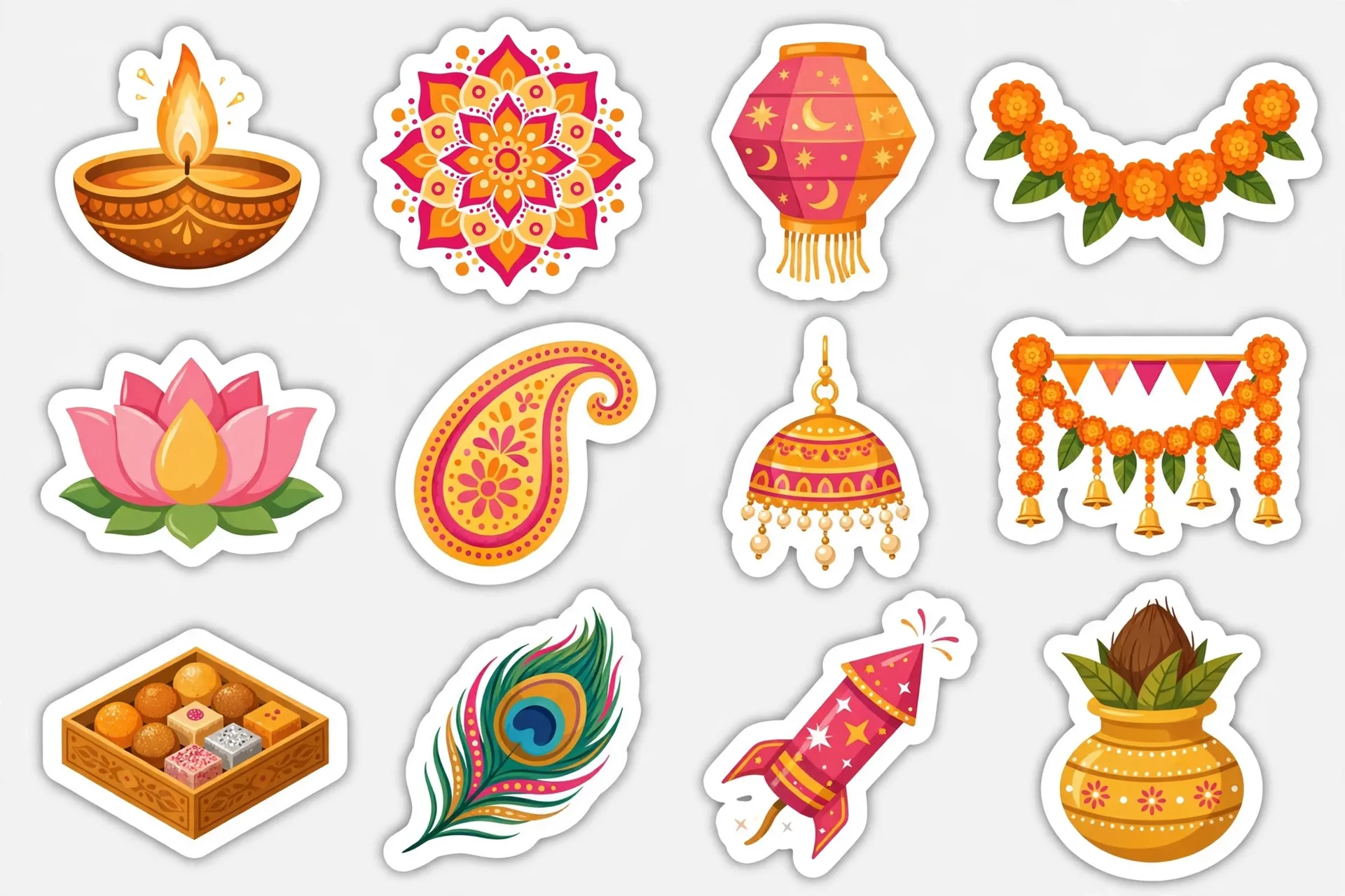 Diwali Sticker Pack – 12 Festive Digital Stickers (PNG) - media 2