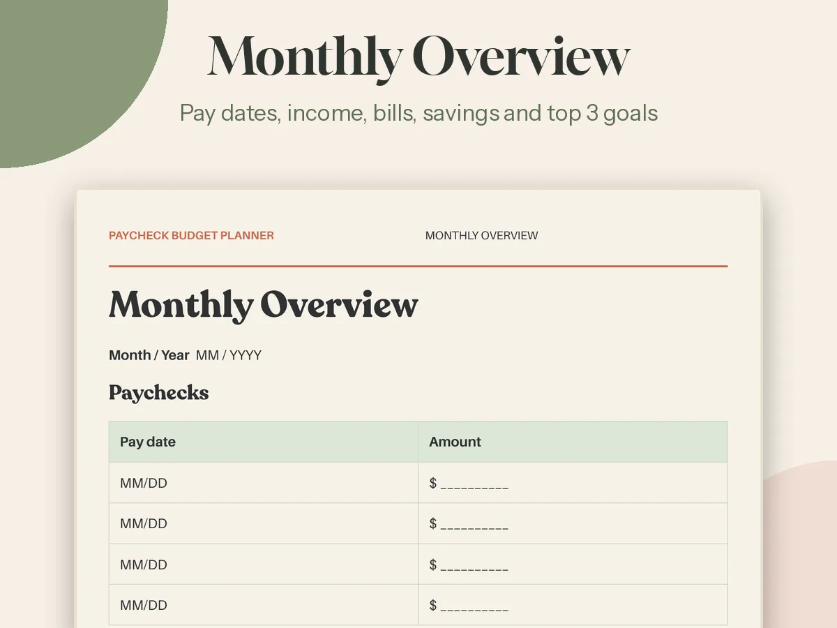 Free Paycheck Budget Planner Printable PDF - media 2