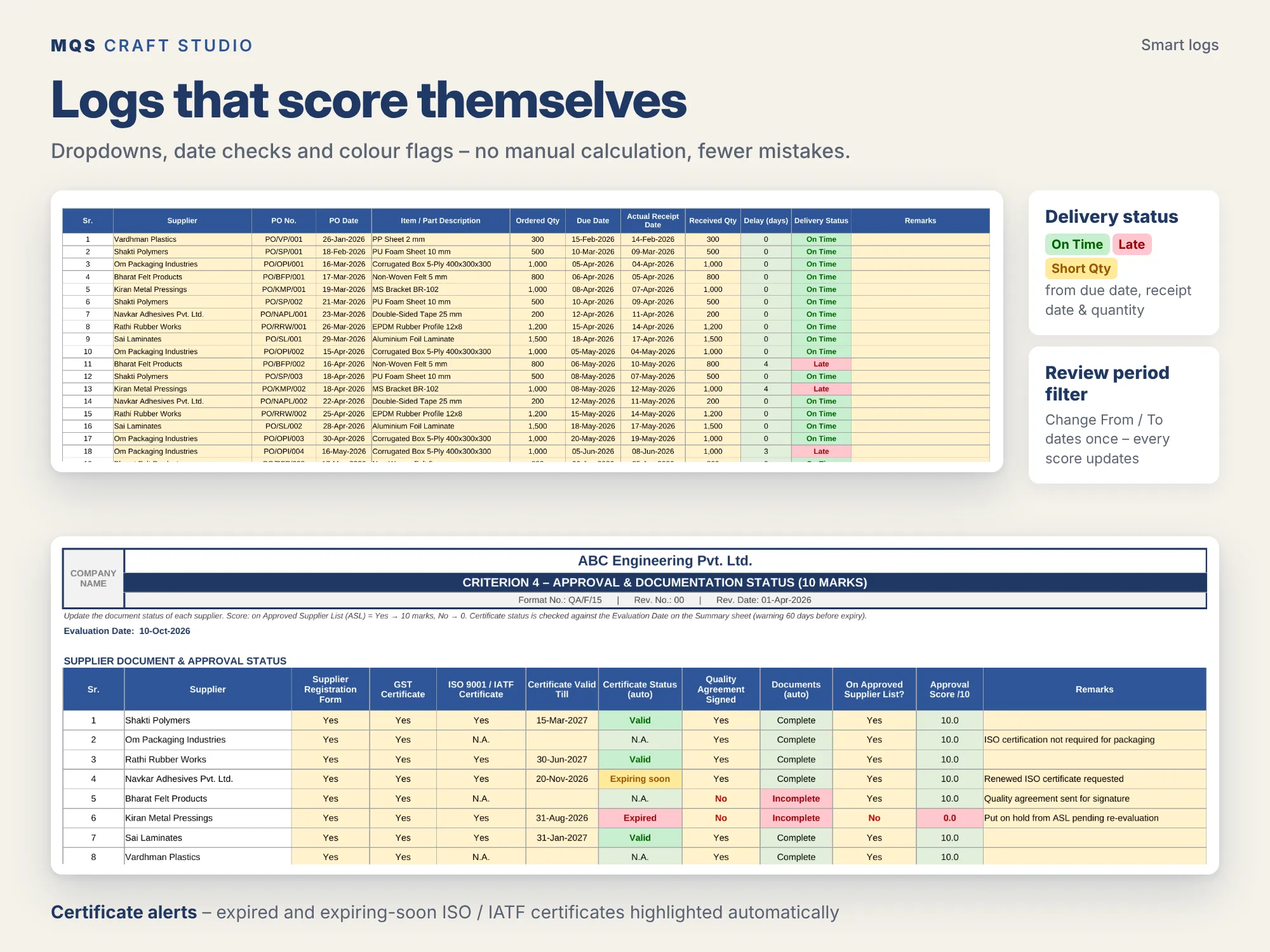 Supplier Evaluation & Rating Dashboard – Excel Template (A/B/C) - media 4